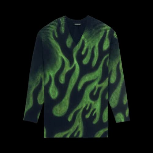Balenciaga Long Sleeve V Neck 'Navy / Green'