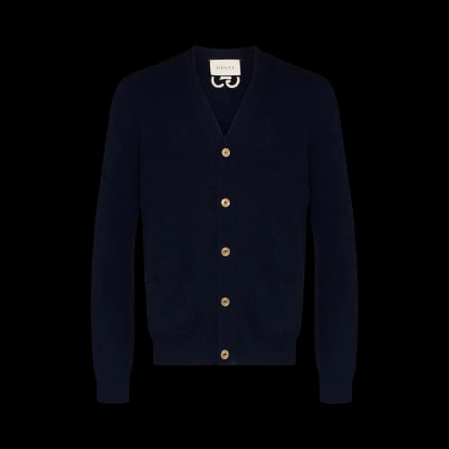 Gucci GG Embroidered Logo Cardigan 'Navy'