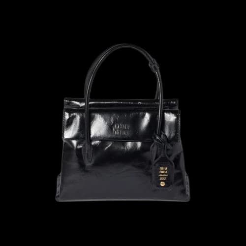 Miu Solitaire Shiny Leather Bag 'Nero'