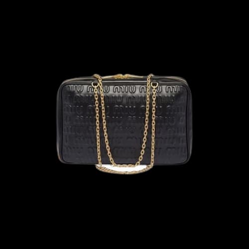 Miu Nappa Logo Handbag 'Black'
