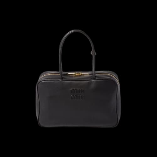 Miu Leather Top Handle Bag 'Black'