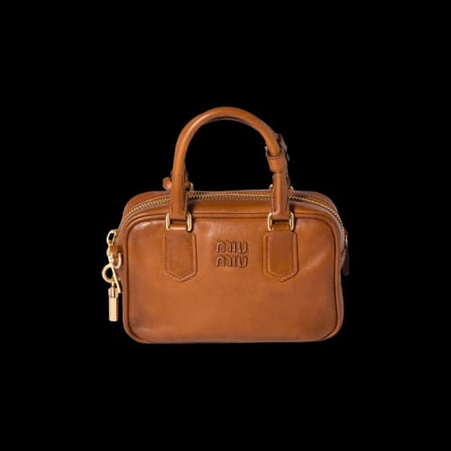 Miu Vitello Antic Bauletto Bag 'Cognac'