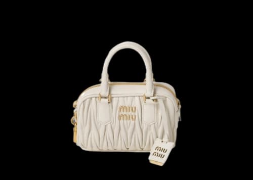 Miu Matelasse Nappa Leather Top-Handle White