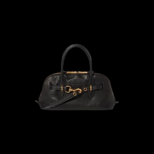 Miu Aventure Nappa Leather Top Handle Bag 'Black'