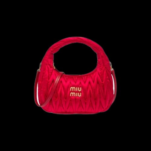 Miu Wander Matelassé Hobo Bag 'Rosso'