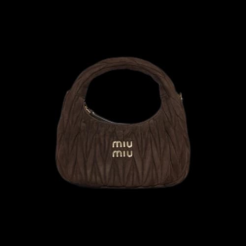 Miu Wander Matelassé Nappa Leather Hobo Bag 'Moro'
