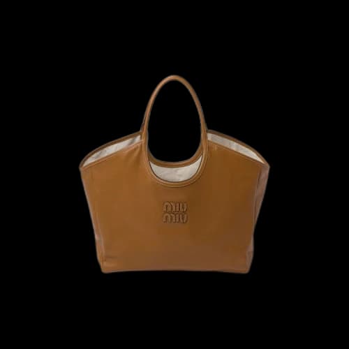 Miu Ivy Leather Shopping Bag 'Cognac'