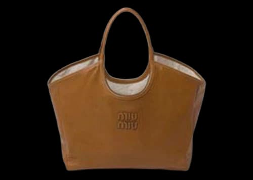 Miu Ivy Leather Shopping Bag Cognac