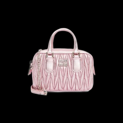 Miu Matelasse Nappa Leather Top Handle Mini-Bag 'Rosa Mordore'
