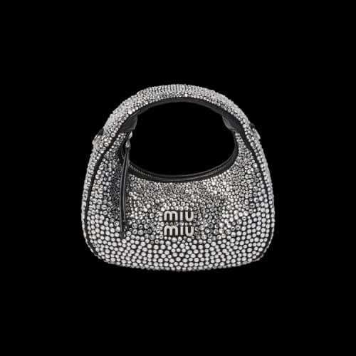 Miu Wander Matelassé Nappa Leather Hobo Bag 'Black'