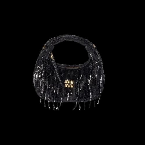 Miu Beads Ricamo Bag 'Nero'