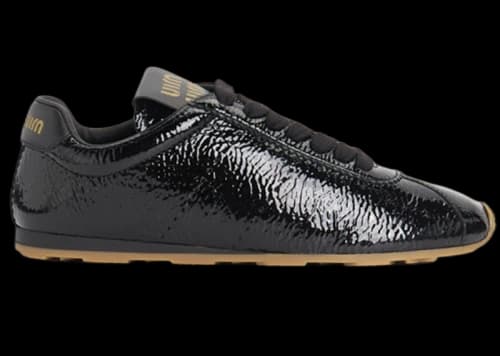 Miu Shiny Leather Plume Sneakers Black Gum (Women's)