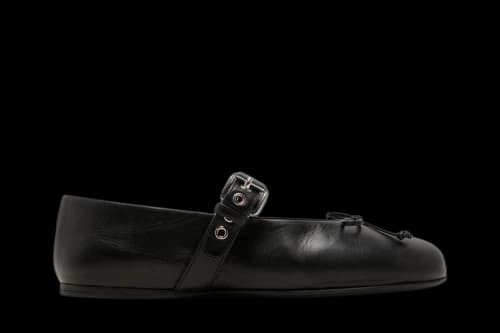 Miu Leather Buckled Ballerinas 'Black' (Women's)