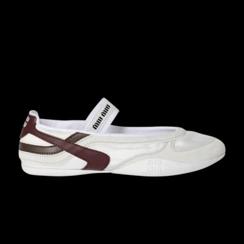 Miu Gymnasium Ballerinas 'White Burgundy' (Women's)