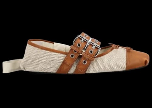 Miu Canvas Ballerinas Beige Tobacco (Women's)