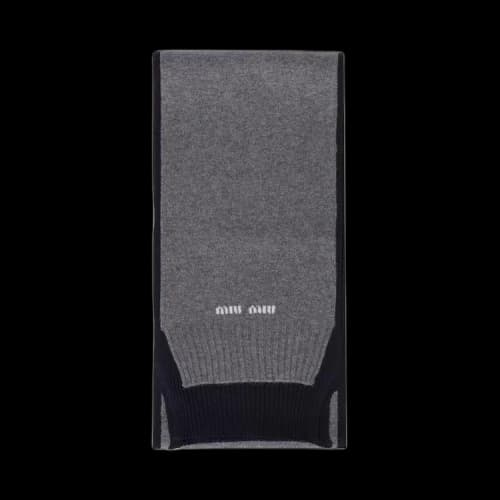 Miu Cashmere And Silk Scarf 'Grey/Blue'