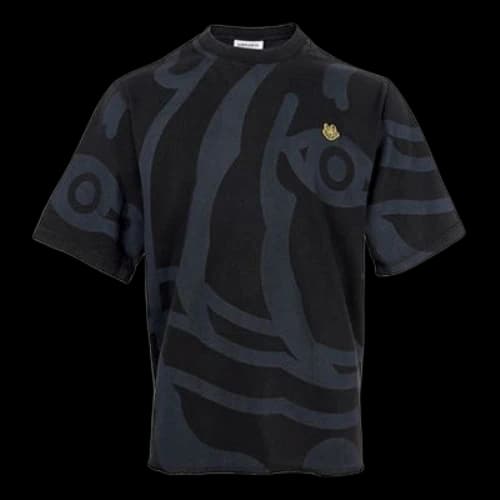 KENZO SS21 Pure Cotton Tiger Micro Mark Short Sleeve Black