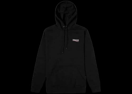 Balenciaga Political Campaign Logo Popover Hoodie Black