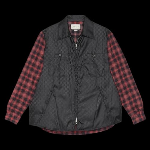 Gucci GG Nylon Shirt With Check Sleeves 'Black'