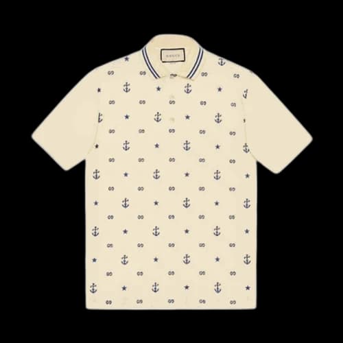 Gucci Anchor Embroidered Piqué Polo 'Off White'