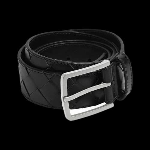 Bottega Veneta Intrecciato Weave Leather Belt Black