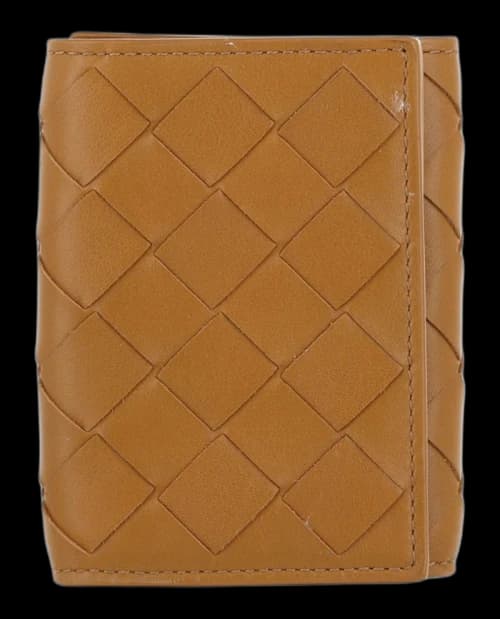 Bottega Veneta Intrecciato Trifold Wallet Camel