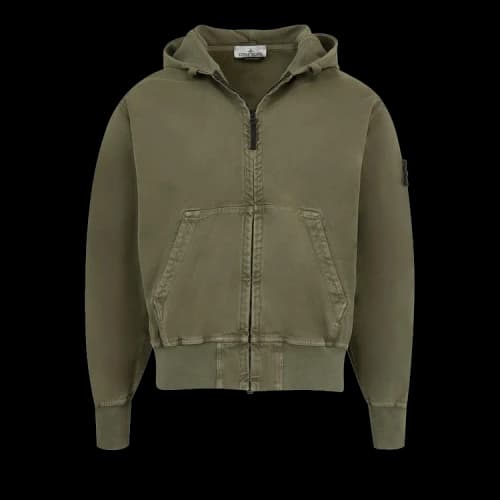 Stone Island Patch Logo Zip Hoodie 'Military Green'