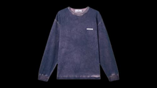 Stone Island Compact Organic Cotton Jersey Velo Effect 6100024 Sweatshirt Ink Blue