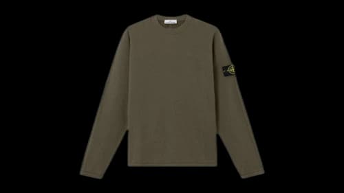 Stone Island Ribbed Wool Nylon 6100044 Sweatshirt Military Green