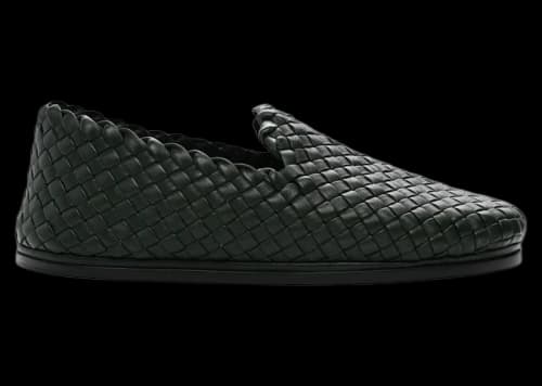 Bottega Veneta Leather Intrecciato Woven Mules Green