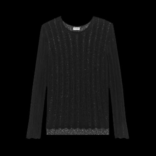 Saint Laurent Layered Knit Sweater With Sequins 'Noir/Argent'