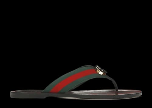 Gucci Web Thong Sandal Black Leather (Women's)
