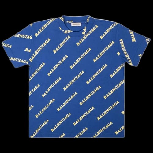 Balenciaga All Over Logo Sporty T-Shirt 'Blue'