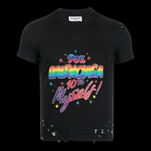 Balenciaga Small-Fit Distressed Graphic Jersey T-Shirt 'Washed Black'