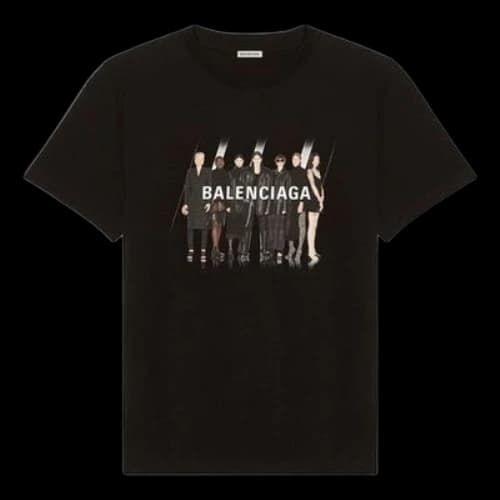 Balenciaga Band Portrait Printing Logo Retro Short Sleeve Unisex Black