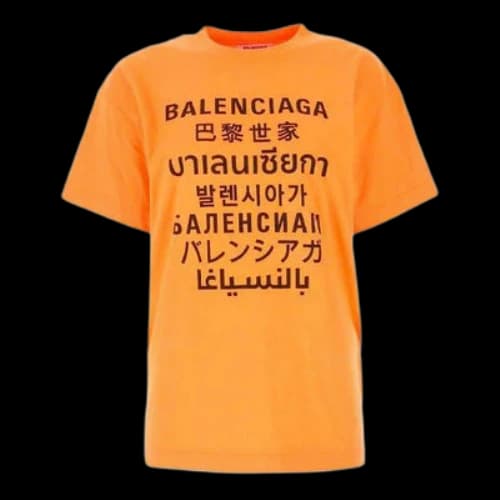 Balenciaga SS21 Letter Printing Round Neck Orange