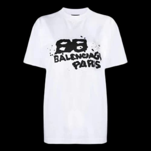Balenciaga Hand-Drawn BB Icon T-shirt Medium Fit 'White' (Women's)