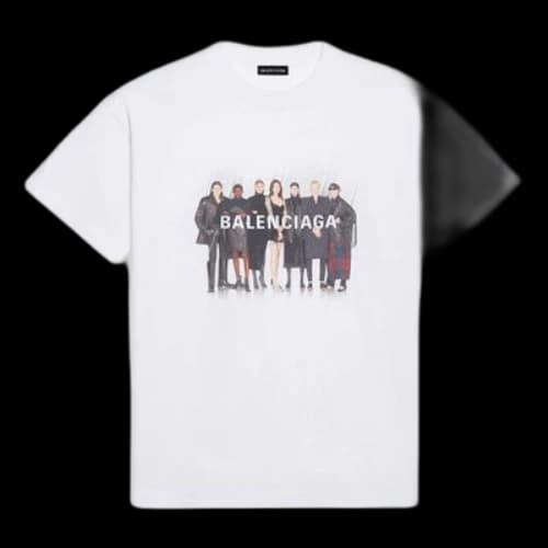 Balenciaga Band Portrait Printing Logo Retro Short Sleeve White