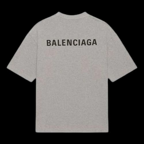 Balenciaga FW21 Logo Printing Retro Short Sleeve Gray