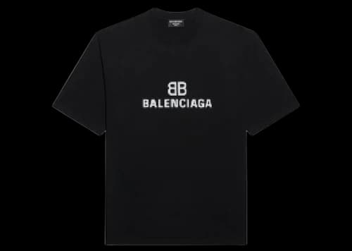 Balenciaga Mens BB Pixel Medium Fit T-shirt Black