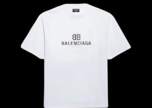 Balenciaga Mens BB Pixel Medium Fit T-shirt White