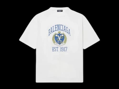 Balenciaga College Medium Fit T-Shirt White/Blue/Yellow