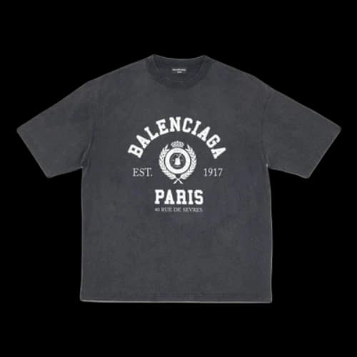 Balenciaga Varsity Logo Short Sleeve T-Shirt 'Washed Black'