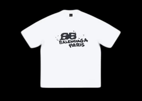 Balenciaga Men's Hand Drawn BB Icon Medium Fit Vintage T-Shirt White/Black