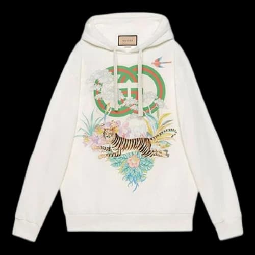 Gucci Tiger Interlocking G Hooded Sweatshirt 'Off-white' (Women's)
