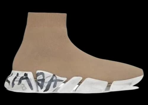 Balenciaga Speed 2.0 Worn-Out Graffiti Dark Beige