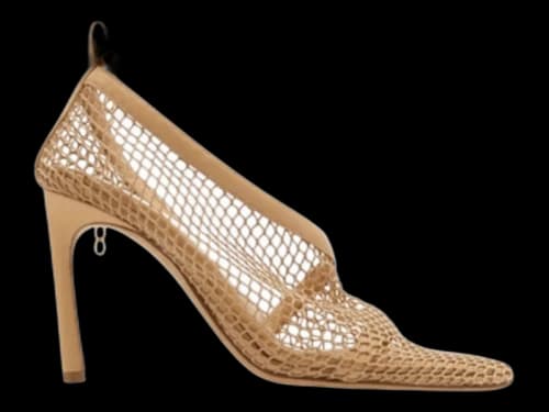 Bottega Veneta Chain-Trimmed Mesh Sandals Beige Gold (Women's)