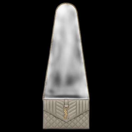 Saint Laurent Envelope Chain Wallet 'Brun Metallise'