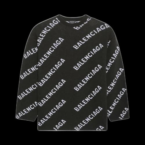 Balenciaga Allover Logo Crewneck 'Khaki/White'