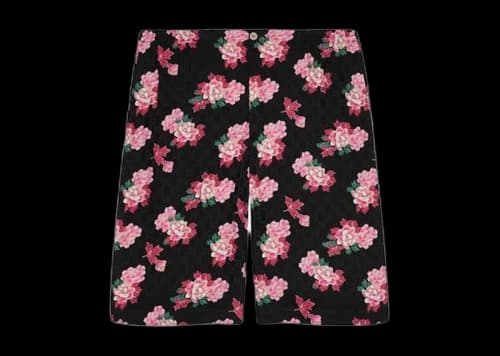 Gucci Peony Print Silk Shorts Black